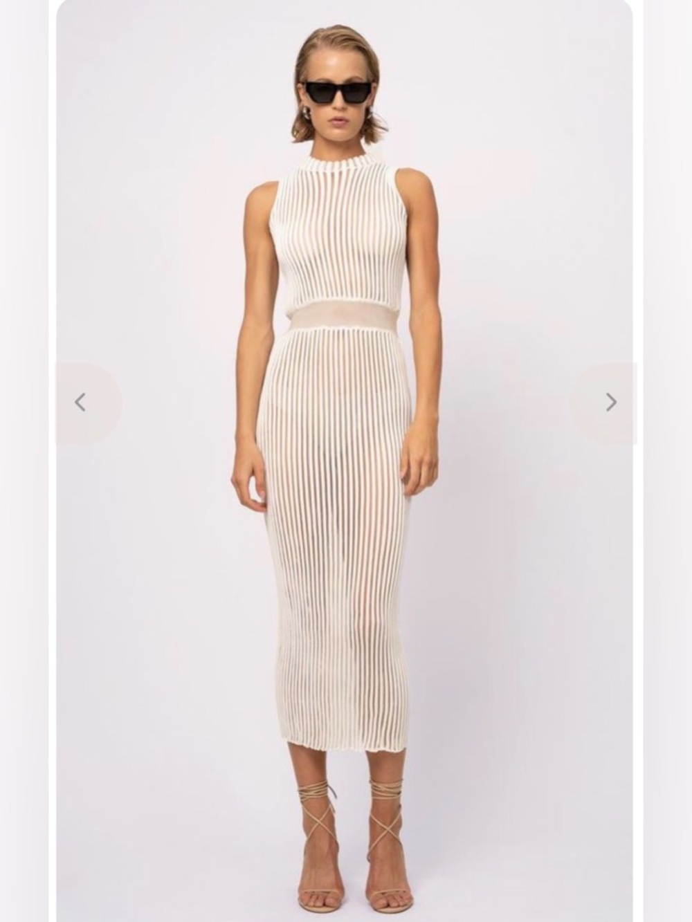 NWT Nonchalant Label Sleeveless Elastic Waist Ribbed Long Dress White Women's XS